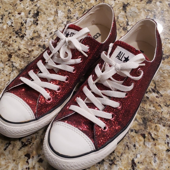 red glitter converse shoes